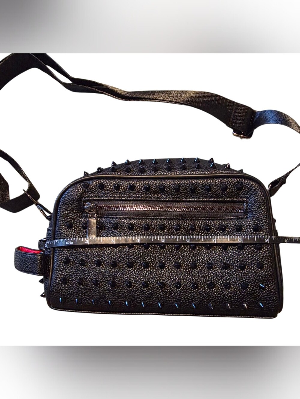 New Black And Red  Studded Crossbody Sling Bag Unisex - Picture 3 of 7